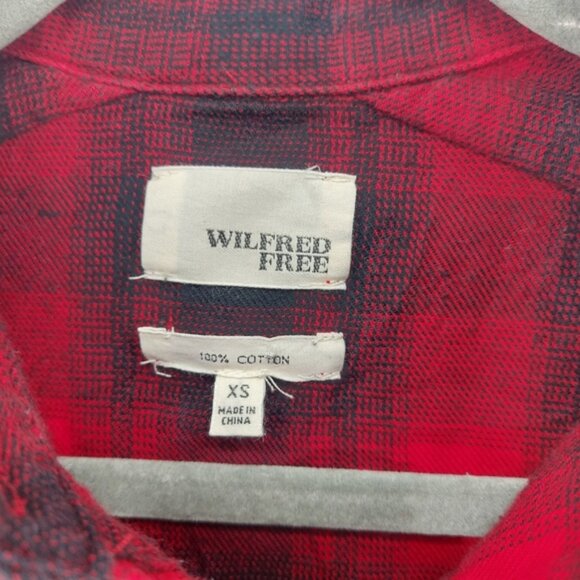 Aritzia Wilfred Free Veronica Buffalo Check Red Black Flannel Cotton dress XS - Picture 3 of 7